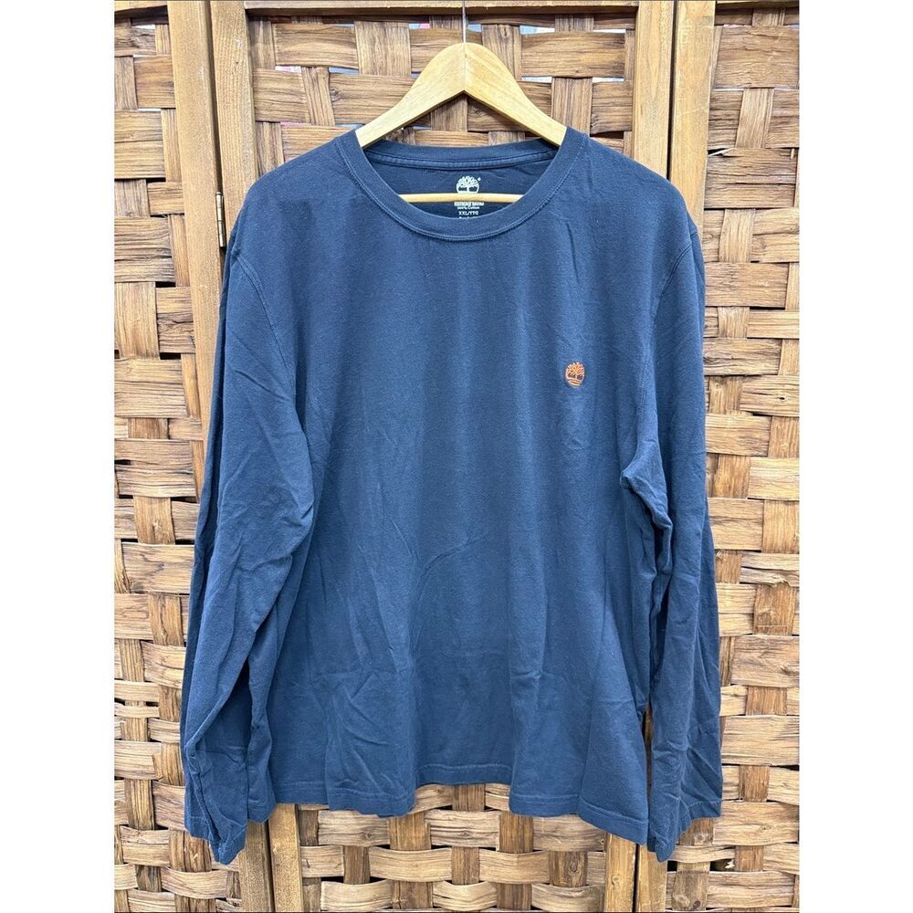 Timberland Long-Sleeve Crewneck Shirt - Navy with Orange Logo
